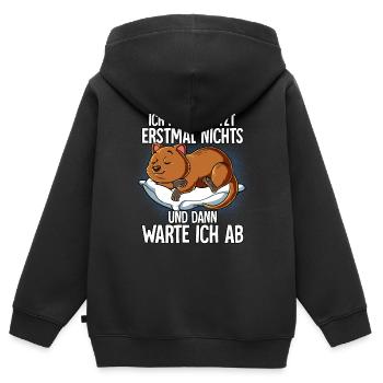 Langschläfer Quokka Müde Schlaf - Kinder Premium Organic Zip Hoodie - Schwarz - Hinten - AI Model Kid Male (0cm)