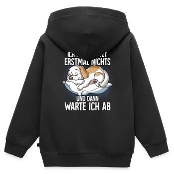 Langschläfer Hund Müde Schlaf - Kinder Premium Organic Zip Hoodie - Schwarz - Hinten - AI Model Kid Male (0cm)