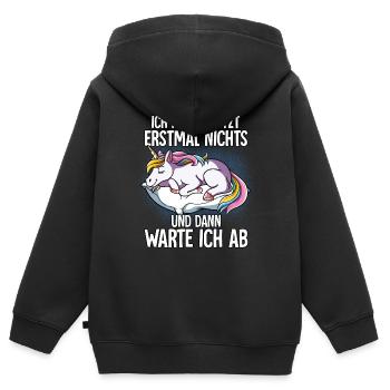 Langschläfer Einhorn Müde Schlaf - Kinder Premium Organic Zip Hoodie - Schwarz - Hinten - AI Model Kid Male (0cm)