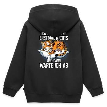 Langschläfer Tiger Müde Schlaf - Kinder Premium Organic Zip Hoodie - Schwarz - Hinten - AI Model Kid Male (0cm)