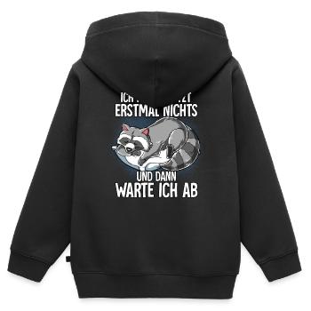 Langschläfer Waschbär Müde Schlaf - Kinder Premium Organic Zip Hoodie - Schwarz - Hinten - AI Model Kid Male (0cm)