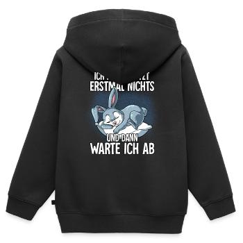 Langschläfer Hase Müde Schlaf - Kinder Premium Organic Zip Hoodie - Schwarz - Hinten - AI Model Kid Male (0cm)