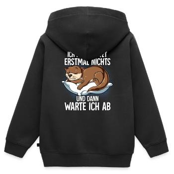 Langschläfer Otter Müde Schlaf - Kinder Premium Organic Zip Hoodie - Schwarz - Hinten - AI Model Kid Male (0cm)