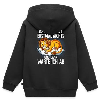 Langschläfer Löwe Müde Schlaf - Kinder Premium Organic Zip Hoodie - Schwarz - Hinten - AI Model Kid Male (0cm)