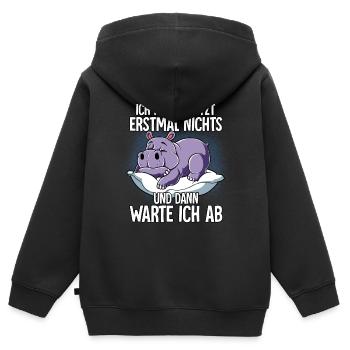 Langschläfer Nilpferd Müde Schlaf - Kinder Premium Organic Zip Hoodie - Schwarz - Hinten - AI Model Kid Male (0cm)