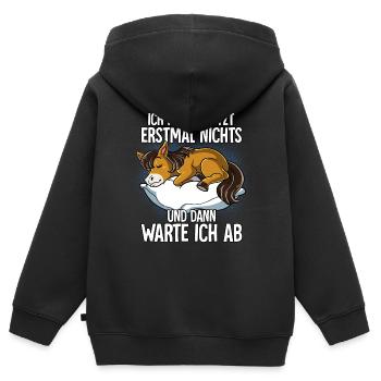 Langschläfer Pferd Müde Schlaf - Kinder Premium Organic Zip Hoodie - Schwarz - Hinten - AI Model Kid Male (0cm)