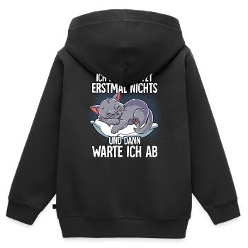 Langschläfer Katze Müde Schlaf - Kinder Premium Organic Zip Hoodie - Schwarz - Hinten - AI Model Kid Male (0cm)