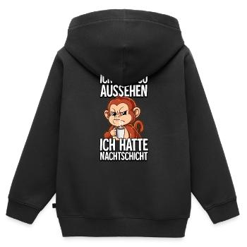 Ich Hatte Nachtschicht Kaffee Affe - Kinder Premium Organic Zip Hoodie - Schwarz - Hinten - AI Model Kid Male (0cm)