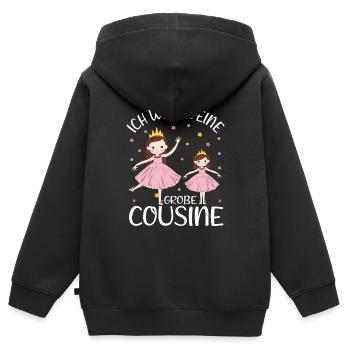 Große Cousine verkünden Prinzessin Große Cousine - Kinder Premium Organic Zip Hoodie - Schwarz - Hinten - AI Model Kid Male (0cm)