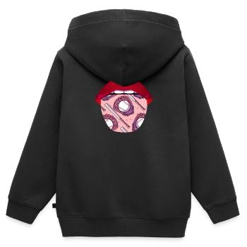 Baseball Zunge - Kinder Premium Organic Zip Hoodie - Schwarz - Hinten - AI Model Kid Male (0cm)
