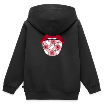 Bowling Bowlen Bowler Zunge - Kinder Premium Organic Zip Hoodie - Schwarz - Hinten - AI Model Kid Male (0cm)