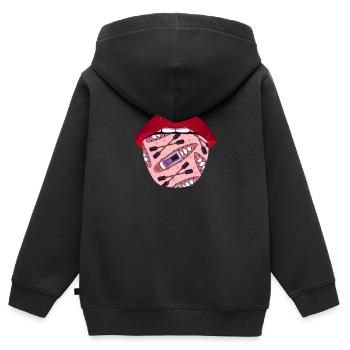 Kajaker Zunge - Kinder Premium Organic Zip Hoodie - Schwarz - Hinten - AI Model Kid Male (0cm)