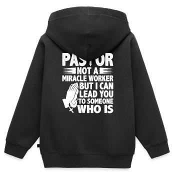 Pastor, Not A Miracle Worker 6 - Kinder Premium Organic Zip Hoodie - Schwarz - Hinten - AI Model Kid Male (0cm)
