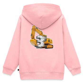 3 Jahre Kinder Jungen Baustelle Bagger Geburtstag - Kinder Premium Organic Zip Hoodie - Rosa - Hinten - AI Model Kid Female (0cm)