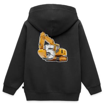 5th birthday construction site excavator construction site gift - Kids Premium Organic Zip-up Hoodie - black - Back - AI Model Kid Male (0cm)