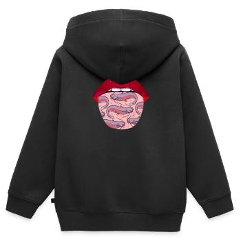 Wels Lippen - Kinder Premium Organic Zip Hoodie - Schwarz - Hinten - AI Model Kid Male (0cm)