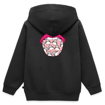 Pinguin Zunge - Kinder Premium Organic Zip Hoodie - Schwarz - Hinten - AI Model Kid Male (0cm)