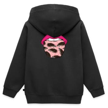 Stachelschwein Zunge - Kinder Premium Organic Zip Hoodie - Schwarz - Hinten - AI Model Kid Male (0cm)