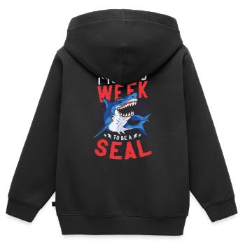 C’est une mauvaise semaine pour être un amoureux des requins phoques - Sweat Premium à capuche zippé enfant bio - noir - Dos - AI Model Kid Male (0cm)