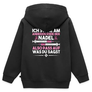 Ich Stehe Am Anderen Ende Der Nadel - Kinder Premium Organic Zip Hoodie - Schwarz - Hinten - AI Model Kid Male (0cm)