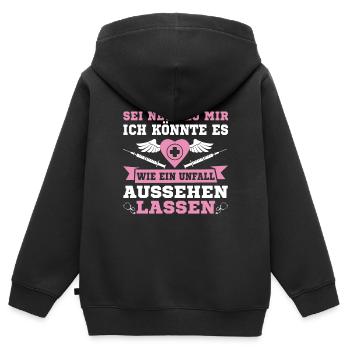 Sei Nett Zu Mir Wie Einen Unfall Aussehen Lassen - Kinder Premium Organic Zip Hoodie - Schwarz - Hinten - AI Model Kid Male (0cm)