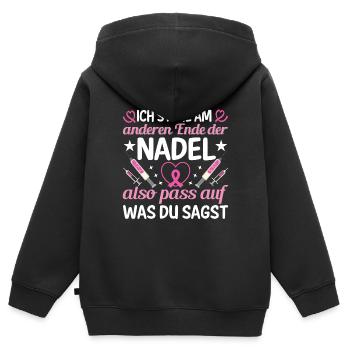 Ich Stehe Am Anderen Ende Der Nadel - Kinder Premium Organic Zip Hoodie - Schwarz - Hinten - AI Model Kid Male (0cm)