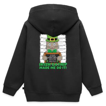 Angry Funny Irish Cat Happy Saint Patrick Day - Kinder Premium Organic Zip Hoodie - Schwarz - Hinten - AI Model Kid Male (0cm)