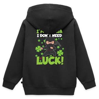 Ninja Glück Kind Japan Klee Saint Patrick Tag - Kinder Premium Organic Zip Hoodie - Schwarz - Hinten - AI Model Kid Male (0cm)