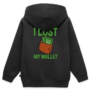 J’ai perdu mon portefeuille 4 - Sweat Premium à capuche zippé enfant bio - noir - Dos - AI Model Kid Male (0cm)