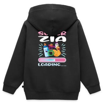 Super Zia 2023 Loading.... - Kinder Premium Organic Zip Hoodie - Schwarz - Hinten - AI Model Kid Male (0cm)