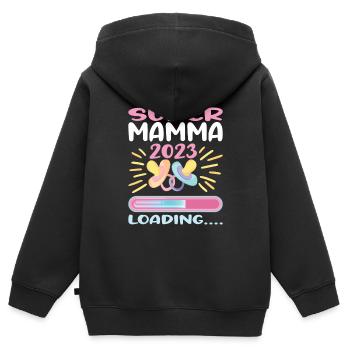 Super Mamma Loading... - Kinder Premium Organic Zip Hoodie - Schwarz - Hinten - AI Model Kid Male (0cm)