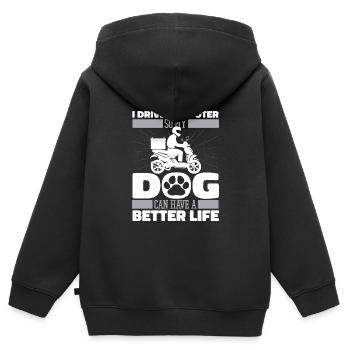 Motorroller Hund - Kinder Premium Organic Zip Hoodie - Schwarz - Hinten - AI Model Kid Male (0cm)