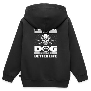 Chien lanceur de hache - Sweat Premium à capuche zippé enfant bio - noir - Dos - AI Model Kid Male (0cm)