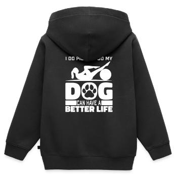 Pilates dog - Kids Premium Organic Zip-up Hoodie - black - Back - AI Model Kid Male (0cm)