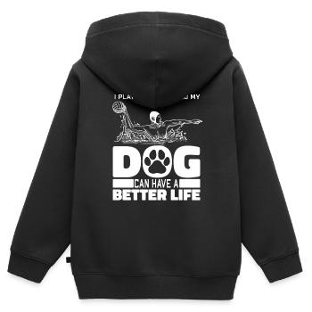 Wasserball Wasserballer Hund - Kinder Premium Organic Zip Hoodie - Schwarz - Hinten - AI Model Kid Male (0cm)