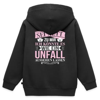 Sei Nett Zu Mir Wie Einen Unfall Aussehen Lassen - Kinder Premium Organic Zip Hoodie - Schwarz - Hinten - AI Model Kid Male (0cm)