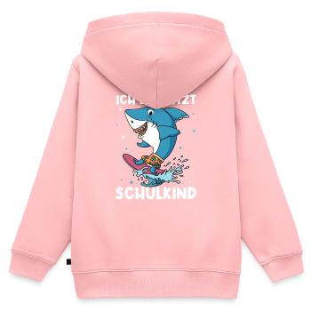 Schulkind Hai Design Schule Spruch Schulstart Schü - Kinder Premium Organic Zip Hoodie - Rosa - Hinten - AI Model Kid Female (0cm)