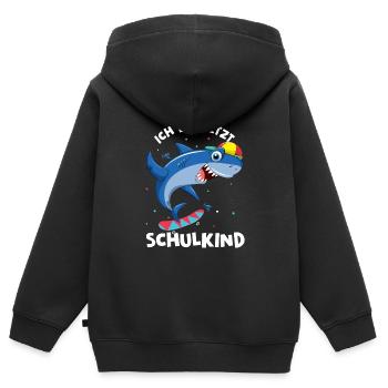 Schulkind Hai Design Schule Spruch Schulstart Erst - Kinder Premium Organic Zip Hoodie - Schwarz - Hinten - AI Model Kid Male (0cm)