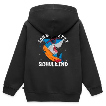 Schulkind Hai Design Schule Spruch Schulstart Schu - Kinder Premium Organic Zip Hoodie - Schwarz - Hinten - AI Model Kid Male (0cm)