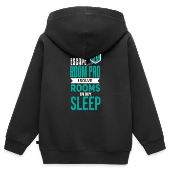 Cool Escape Room Dire Design - Sweat Premium à capuche zippé enfant bio - noir - Dos - AI Model Kid Male (0cm)