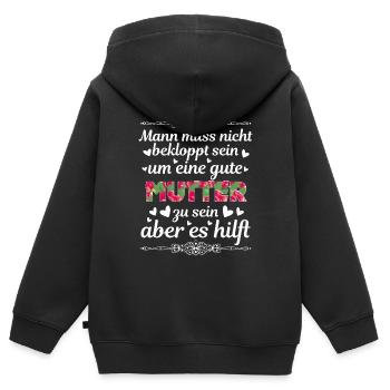 Man Muss Nicht Bekloppt Sein Um Eine Gute Mutter - Kinder Premium Organic Zip Hoodie - Schwarz - Hinten - AI Model Kid Male (0cm)
