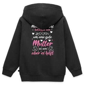 Verrückte Bekloppte Mama Mutter Muttertag Spruch - Kinder Premium Organic Zip Hoodie - Schwarz - Hinten - AI Model Kid Male (0cm)