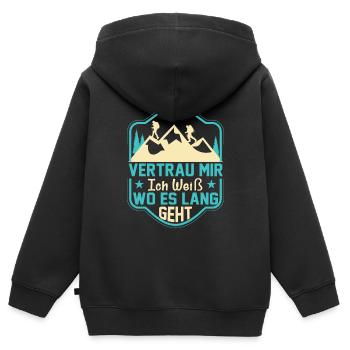 Vertrau Mir Ich Weiß Wo Es Lang Geht Verlaufen - Kinder Premium Organic Zip Hoodie - Schwarz - Hinten - AI Model Kid Male (0cm)