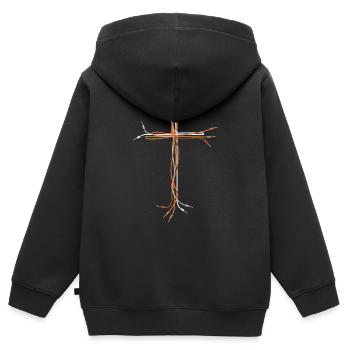 Jesus Cross Cable Audio Cable Synthétiseur Religion - Sweat Premium à capuche zippé enfant bio - noir - Dos - AI Model Kid Male (0cm)