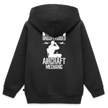 Mécanicien d’aéronef Sans surveillance - Sweat Premium à capuche zippé enfant bio - noir - Dos - AI Model Kid Male (0cm)