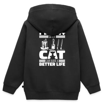 Peintre Vernisseur Chat - Sweat Premium à capuche zippé enfant bio - noir - Dos - AI Model Kid Male (0cm)