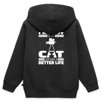 Kameramann Katze - Kinder Premium Organic Zip Hoodie - Schwarz - Hinten - AI Model Kid Male (0cm)