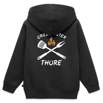Grillmeister Thore - Kinder Premium Organic Zip Hoodie - Schwarz - Hinten - AI Model Kid Male (0cm)