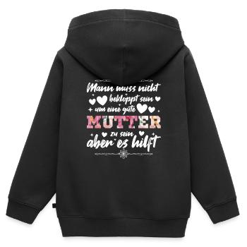 Verrückte Bekloppte Mama Mutter Muttertag Spruch - Kinder Premium Organic Zip Hoodie - Schwarz - Hinten - AI Model Kid Male (0cm)