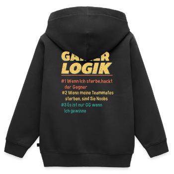 Gamer Logik Gaming Video Games Multiplayer Zocker - Kinder Premium Organic Zip Hoodie - Schwarz - Hinten - AI Model Kid Male (0cm)